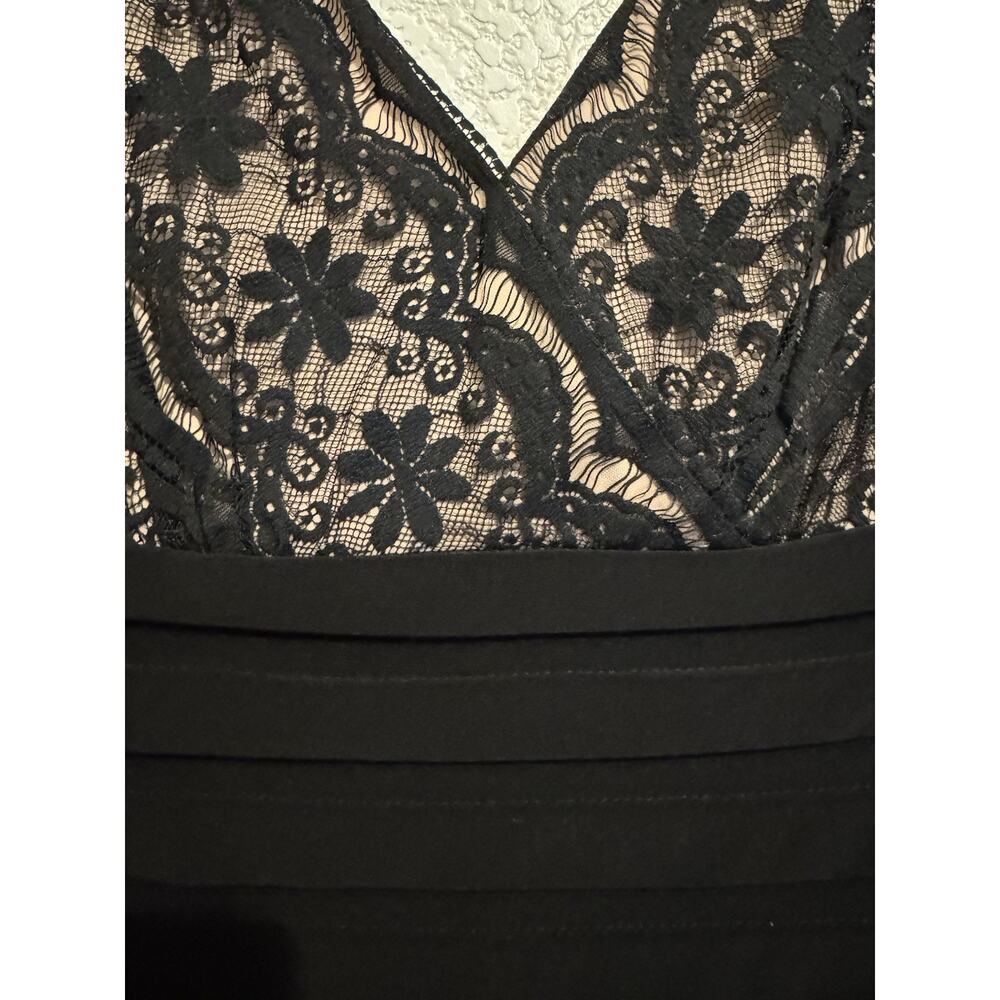 Adrianna Papell Midi Dress Size 8 Black Lace Cap Sleeves Cocktail Party Evening - Picture 12 of 14